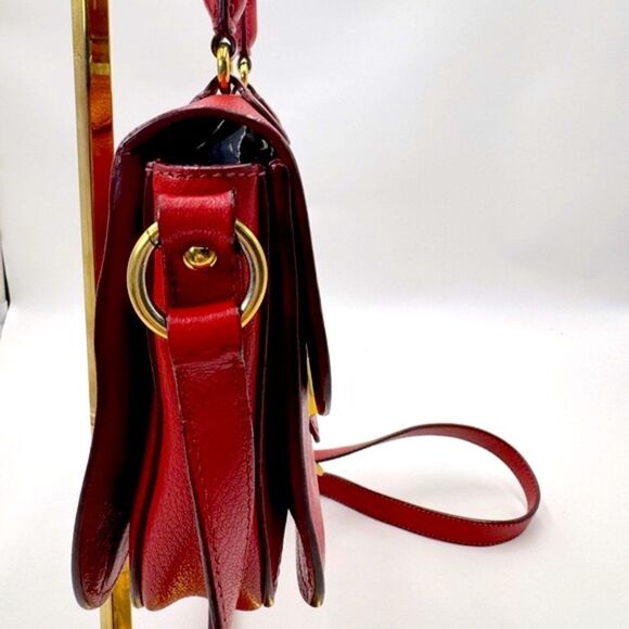 Auth Miu Miu Top Handle Red Leather 2way Crossbody Madras Handbag Preloved Purse - Picture 4 of 16